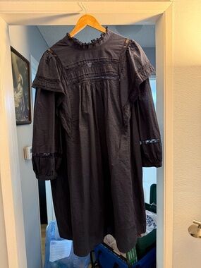 Anthropologie Black Lace-Trim Dress